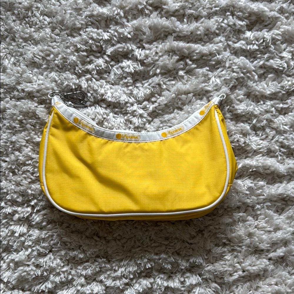Lesportsac Yellow and White Shoulder Bag with Crescent Shape